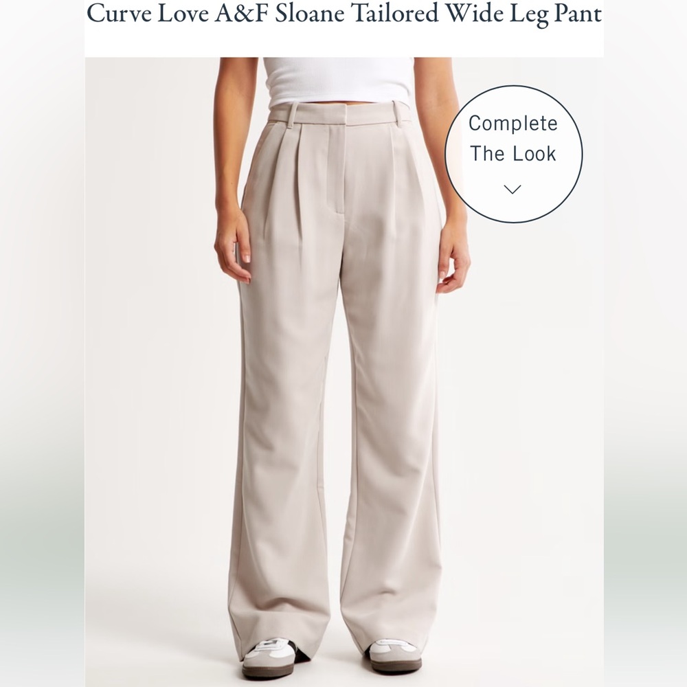 Curve Love A&F Sloane Tailored Wide Leg Pant in Light Taupe